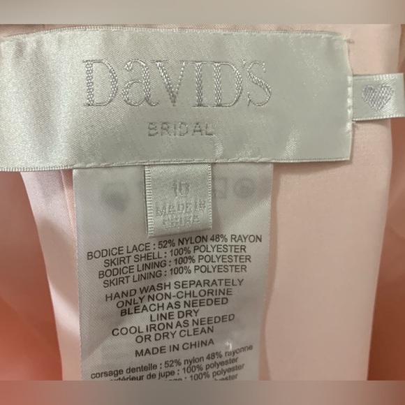 Long One Shoulder Lace Bridesmaid Dress - Petal Pink - David's Bridal-Sz “10” - Picture 2 of 3